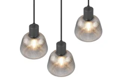 Sisustusvalaisimet^Trio Lighting riippuvalaisin Tarifa 3-os E27 mattamusta/krom