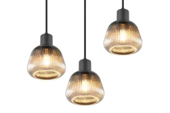 Sisustusvalaisimet^Trio Lighting riippuvalaisin Tarifa 3-os E27 mattamusta/krom