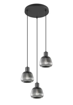 Sisustusvalaisimet^Trio Lighting riippuvalaisin Tarifa 3-os E27 mattamusta/krom