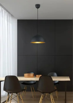 Sisustusvalaisimet^Trio Lighting riippuvalaisin Jimmy E27 musta/kultainen