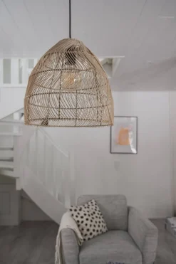 Sisustusvalaisimet^Trio Lighting riippuvalaisin Rike E27 rottinki