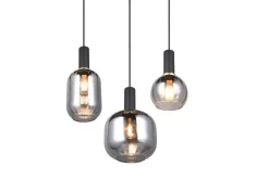 Sisustusvalaisimet^Trio Lighting riippuvalaisin Diva 3-os E27 mattamusta/kromat