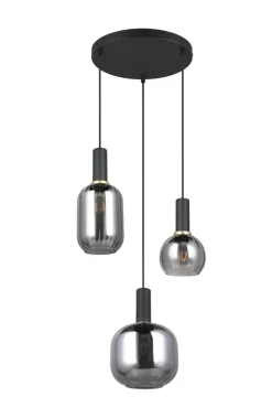 Sisustusvalaisimet^Trio Lighting riippuvalaisin Diva 3-os E27 mattamusta/kromat