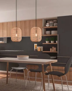 Sisustusvalaisimet^Trio Lighting riippuvalaisin Runa 25 cm E27 mattamusta/sisal