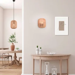 Sisustusvalaisimet^Trio Lighting riippuvalaisin Runa 25 cm E27 mattamusta/sisal