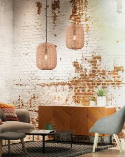 Sisustusvalaisimet^Trio Lighting riippuvalaisin Runa 25 cm E27 mattamusta/sisal