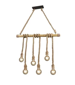 Sisustusvalaisimet^Trio Lighting riippuvalaisin Wilma 6xE27 bambu/sisal