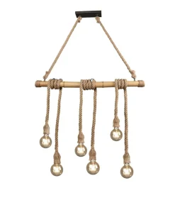 Sisustusvalaisimet^Trio Lighting riippuvalaisin Wilma 6xE27 bambu/sisal