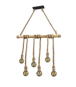 Sisustusvalaisimet^Trio Lighting riippuvalaisin Wilma 6xE27 bambu/sisal
