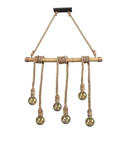 Sisustusvalaisimet^Trio Lighting riippuvalaisin Wilma 6xE27 bambu/sisal