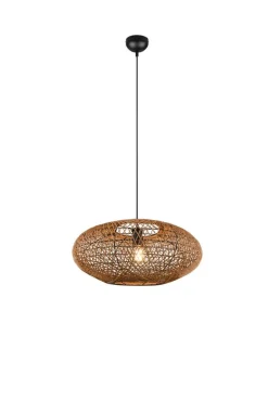 Sisustusvalaisimet^Trio Lighting riippuvalaisin Hedda E27 mattamusta/sisal