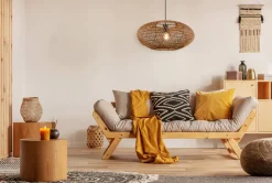 Sisustusvalaisimet^Trio Lighting riippuvalaisin Hedda E27 mattamusta/sisal