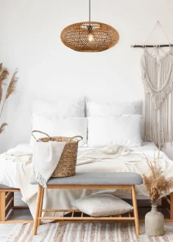 Sisustusvalaisimet^Trio Lighting riippuvalaisin Hedda E27 mattamusta/sisal