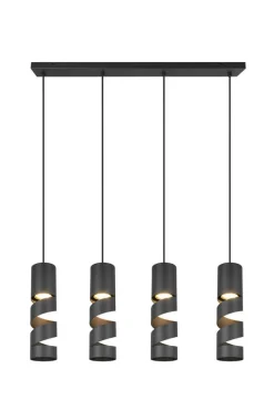 Sisustusvalaisimet^Trio Lighting riippuvalaisin Stream 4-os GU10 mattamusta