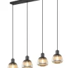 Sisustusvalaisimet^Trio Lighting riippuvalaisin Tarifa 4-os E27 mattamusta/krom