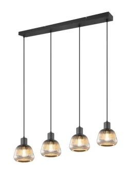 Sisustusvalaisimet^Trio Lighting riippuvalaisin Tarifa 4-os E27 mattamusta/krom