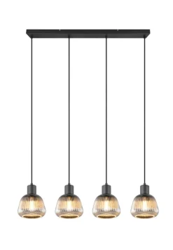 Sisustusvalaisimet^Trio Lighting riippuvalaisin Tarifa 4-os E27 mattamusta/krom