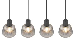 Sisustusvalaisimet^Trio Lighting riippuvalaisin Tarifa 4-os E27 mattamusta/krom