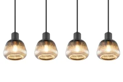 Sisustusvalaisimet^Trio Lighting riippuvalaisin Tarifa 4-os E27 mattamusta/krom