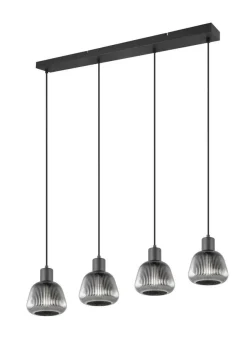 Sisustusvalaisimet^Trio Lighting riippuvalaisin Tarifa 4-os E27 mattamusta/krom