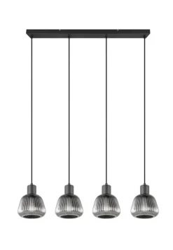 Sisustusvalaisimet^Trio Lighting riippuvalaisin Tarifa 4-os E27 mattamusta/krom