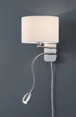 Sisustusvalaisimet^Trio Lighting seinävalaisin Hotel lukuvalolla E14 + LED valk