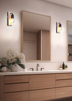 Sisustusvalaisimet^Trio Lighting seinävalaisin Arturo H2O 1-os E27 puu/mattamus