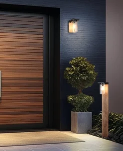 Ulkovalaisimet^Trio Lighting seinävalaisin Ardila E27 puu/mattamusta hämärä