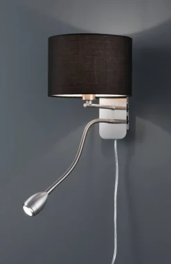 Sisustusvalaisimet^Trio Lighting seinävalaisin Hotel lukuvalolla E14 + LED must