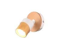 Sisustusvalaisimet^Trio Lighting spottivalaisin Aruni 1-os GU10 puu/mattavalkoi