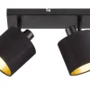 Sisustusvalaisimet^Trio Lighting spottivalaisin Tommy 2-os E14 mattamusta/kulta