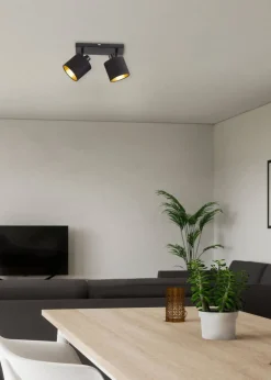 Sisustusvalaisimet^Trio Lighting spottivalaisin Tommy 2-os E14 mattamusta/kulta