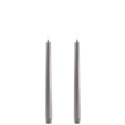 Koriste- Ja Kausivalot^Uyuni LED kynttilä 2,3x25 cm harmaa smooth 2 kpl