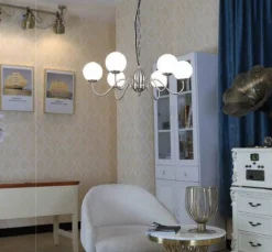 Sisustusvalaisimet^Virvatuli pallokruunuvalaisin Inka sat.kromi matta opalilasi