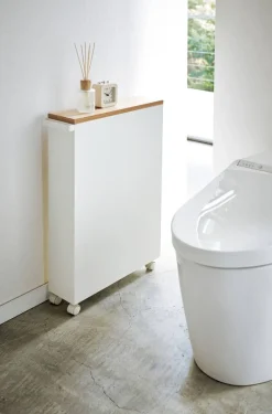 Kylpyhuoneen Säilytys|Hyllyt Ja Telineet^Yamazaki kapea hyllykkö pyörillä Tower valkoinen