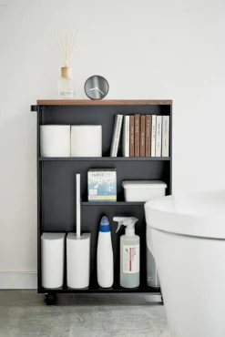 Kylpyhuoneen Säilytys|Hyllyt Ja Telineet^Yamazaki kapea hyllykkö pyörillä Tower musta