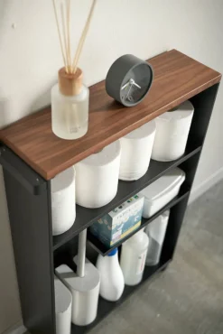 Kylpyhuoneen Säilytys|Hyllyt Ja Telineet^Yamazaki kapea hyllykkö pyörillä Tower musta