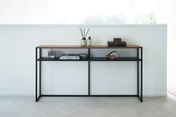 Huonekalut^Yamazaki konsolipöytä Tower hyllyllä musta