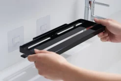 Kylpyhuoneen Säilytys^Yamazaki kylpyhuoneen hylly Tower musta