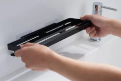 Kylpyhuoneen Säilytys^Yamazaki kylpyhuoneen hylly Tower musta