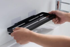 Kylpyhuoneen Säilytys^Yamazaki kylpyhuoneen hylly Tower musta