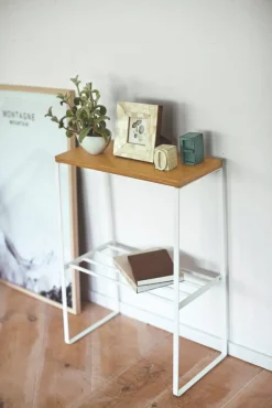 Huonekalut^Yamazaki sivupöytä puukannella valkoinen